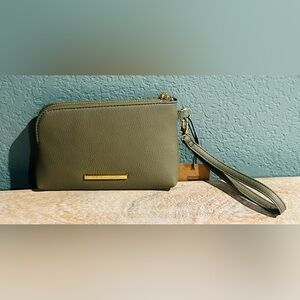 Steve Madden Sleek Green Clutch with Wrist Strap